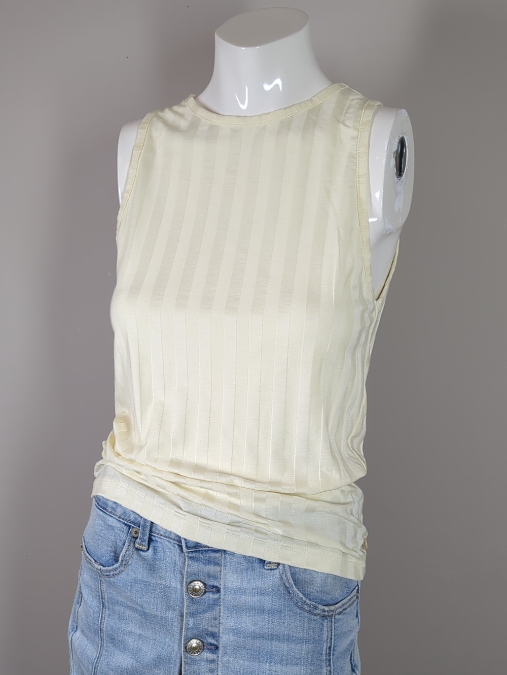 Scotch And Soda Sleeveless Ribbed Tank Top Cream Small